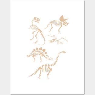 Dinosaur Fossils on Taupe Posters and Art